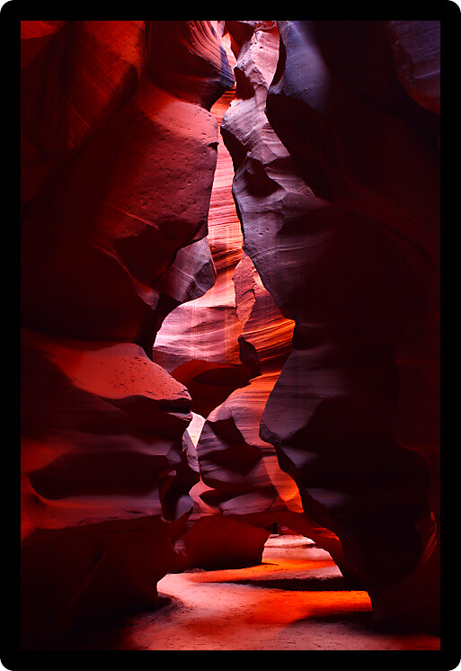 Light travels through the winding corridors of Antelope Canyon in Arizona.