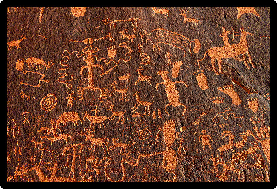 Newspaper Rock Petroglyphs in the southwest United States.