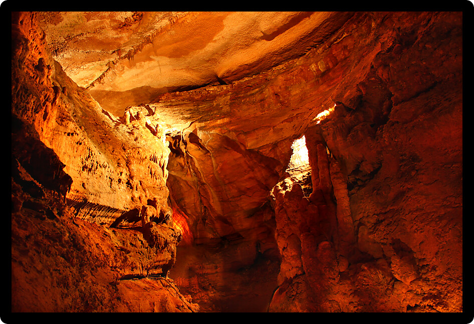 Interesting cave formations seen in the Rickwood Caverns in Alabama.