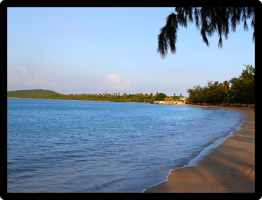 Twilight scenery at Seven Seas Beach near Fajardo in Puerto Rico.