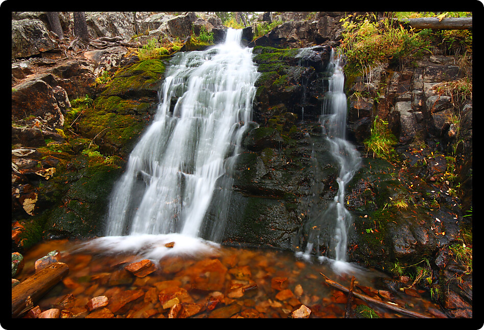 Upper Memorial Falls in the Lewis and Clark National Forest of Montana.