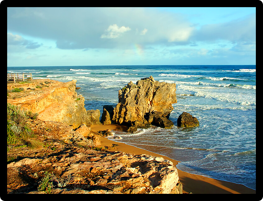 Rugged rocky coastline of southern Australia near Warrnambool Victoria.