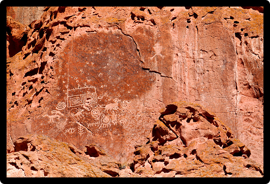 Petroglyphs on the cliff walls of Fremont Indian State Park in Utah.