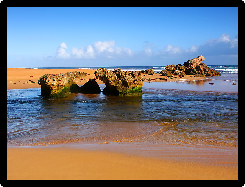 Hopkins River empties into the Pacific Ocean in southern Victoria Australia.