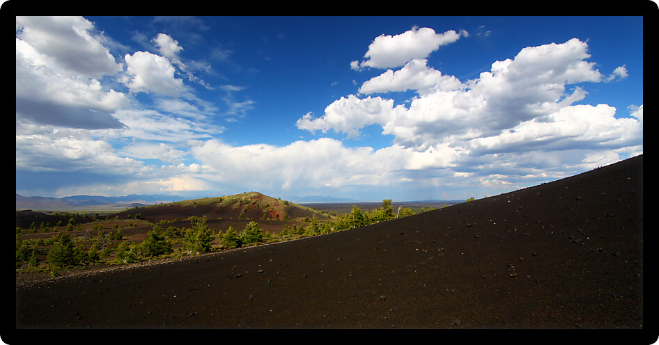 Volcanic rock blankets Inferno Cone at Craters of the Moon National Monument in Idaho.