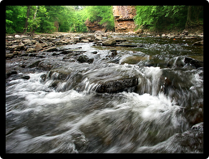 Rock Creek Cascades in a limestone gorge of Kankakee River State Park.