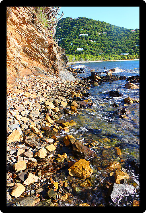 Rocky coastline near Smugglers Cove on the Caribbean island of Tortola.