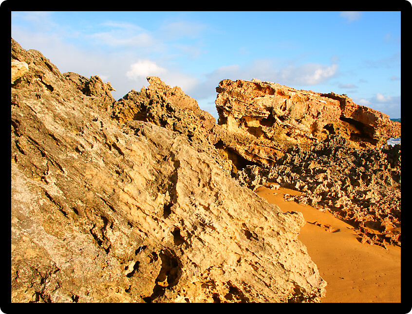 Rock formations along the beaches of southern Victoria Australia.