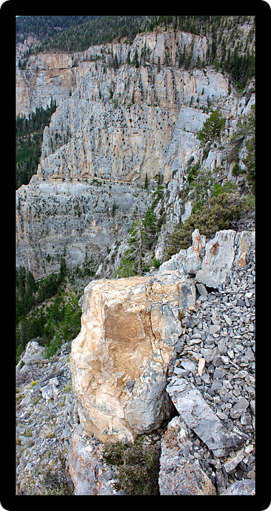 Steep and rugged cliffs in the Spring Mountains National Recreation Area of Nevada.