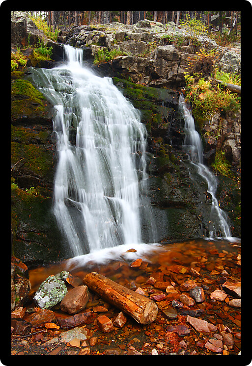 Upper Memorial Falls in the Lewis and Clark National Forest of Montana.